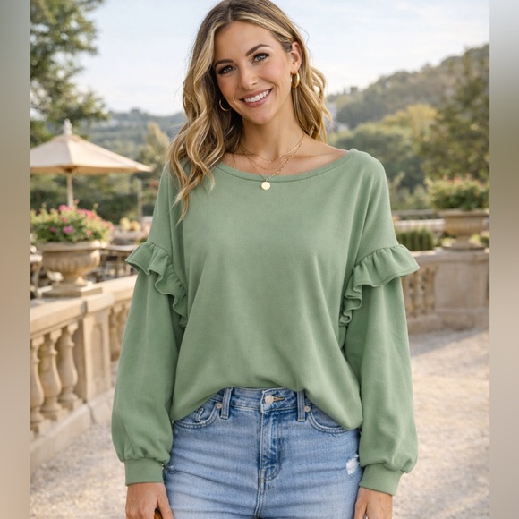Lucky Brand Tops - Lucky Brand Sage Ruffle Sleeve Top